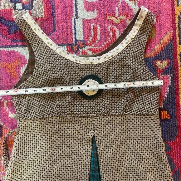 Ian Mosh S.L Multi-Layer Sleeveless Check Tweed Floral Ruffle Dress - Picture 12 of 16